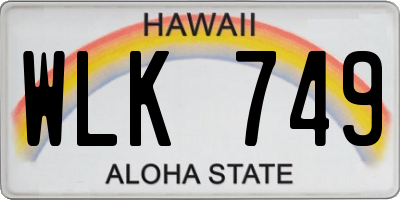 HI license plate WLK749