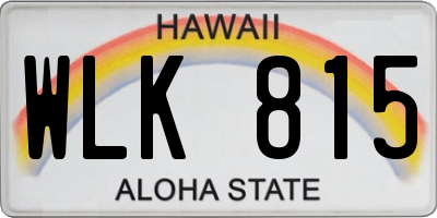 HI license plate WLK815