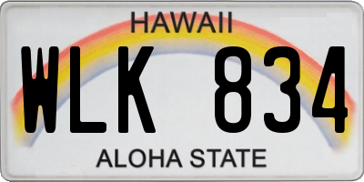 HI license plate WLK834