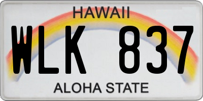 HI license plate WLK837