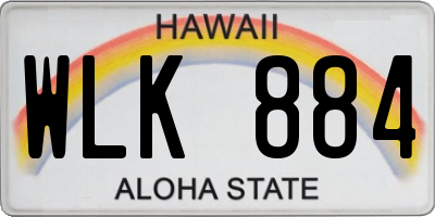 HI license plate WLK884
