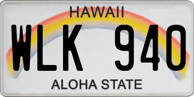 HI license plate WLK940
