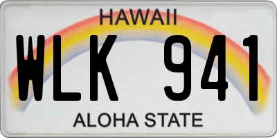 HI license plate WLK941