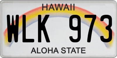 HI license plate WLK973