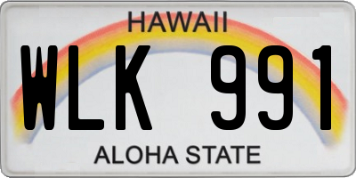 HI license plate WLK991