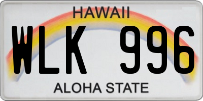 HI license plate WLK996