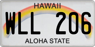 HI license plate WLL206