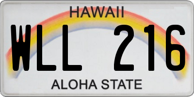 HI license plate WLL216