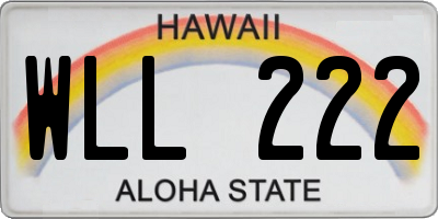 HI license plate WLL222