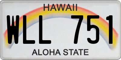 HI license plate WLL751