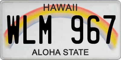 HI license plate WLM967