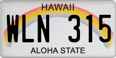 HI license plate WLN315