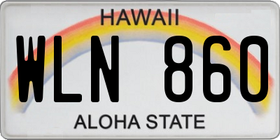 HI license plate WLN860