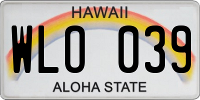 HI license plate WLO039