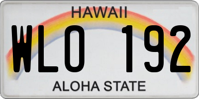 HI license plate WLO192