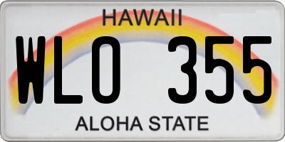 HI license plate WLO355