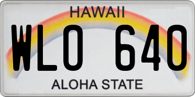 HI license plate WLO640