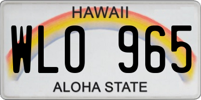 HI license plate WLO965