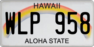 HI license plate WLP958