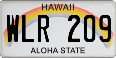 HI license plate WLR209