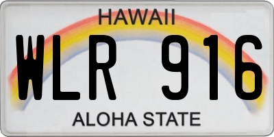 HI license plate WLR916