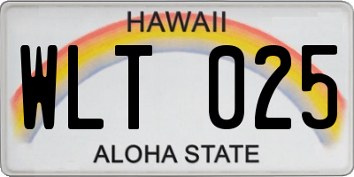 HI license plate WLT025
