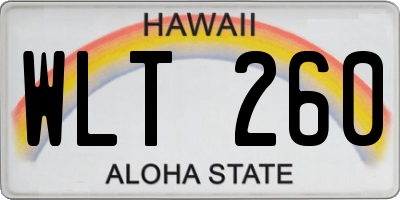 HI license plate WLT260
