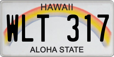 HI license plate WLT317
