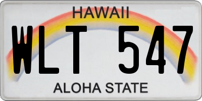 HI license plate WLT547