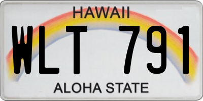 HI license plate WLT791