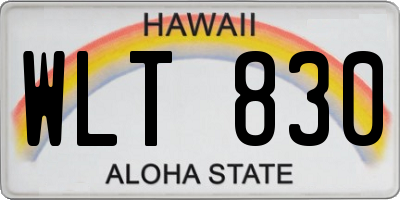 HI license plate WLT830