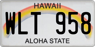 HI license plate WLT958