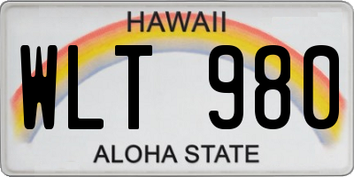 HI license plate WLT980