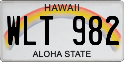 HI license plate WLT982