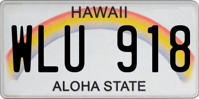 HI license plate WLU918