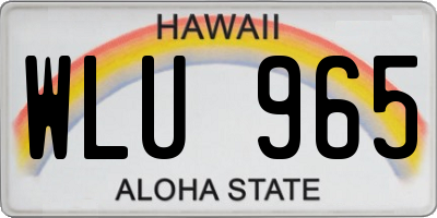 HI license plate WLU965