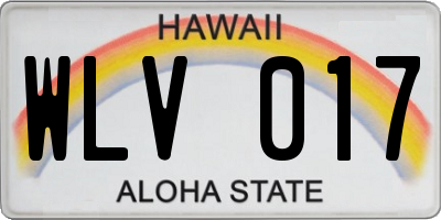 HI license plate WLV017