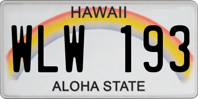 HI license plate WLW193