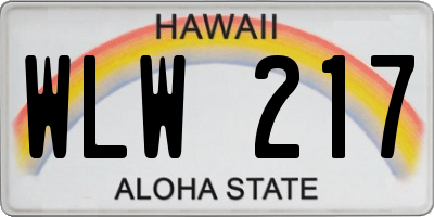 HI license plate WLW217