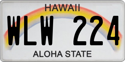 HI license plate WLW224