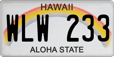 HI license plate WLW233