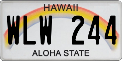 HI license plate WLW244