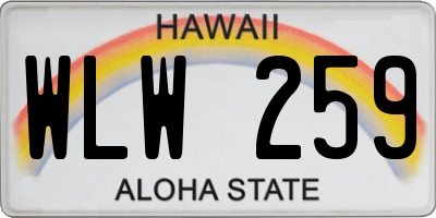 HI license plate WLW259
