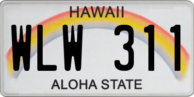 HI license plate WLW311