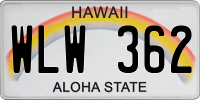 HI license plate WLW362