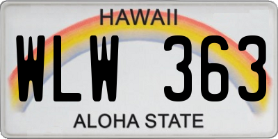 HI license plate WLW363