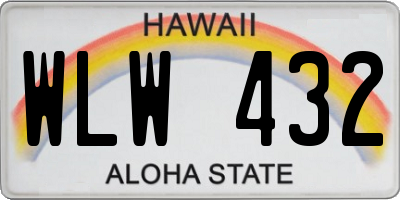 HI license plate WLW432