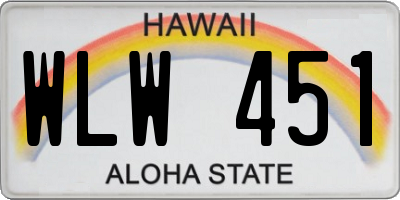 HI license plate WLW451