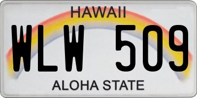 HI license plate WLW509
