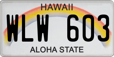 HI license plate WLW603